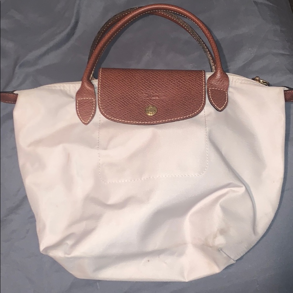 Mini white longchamp